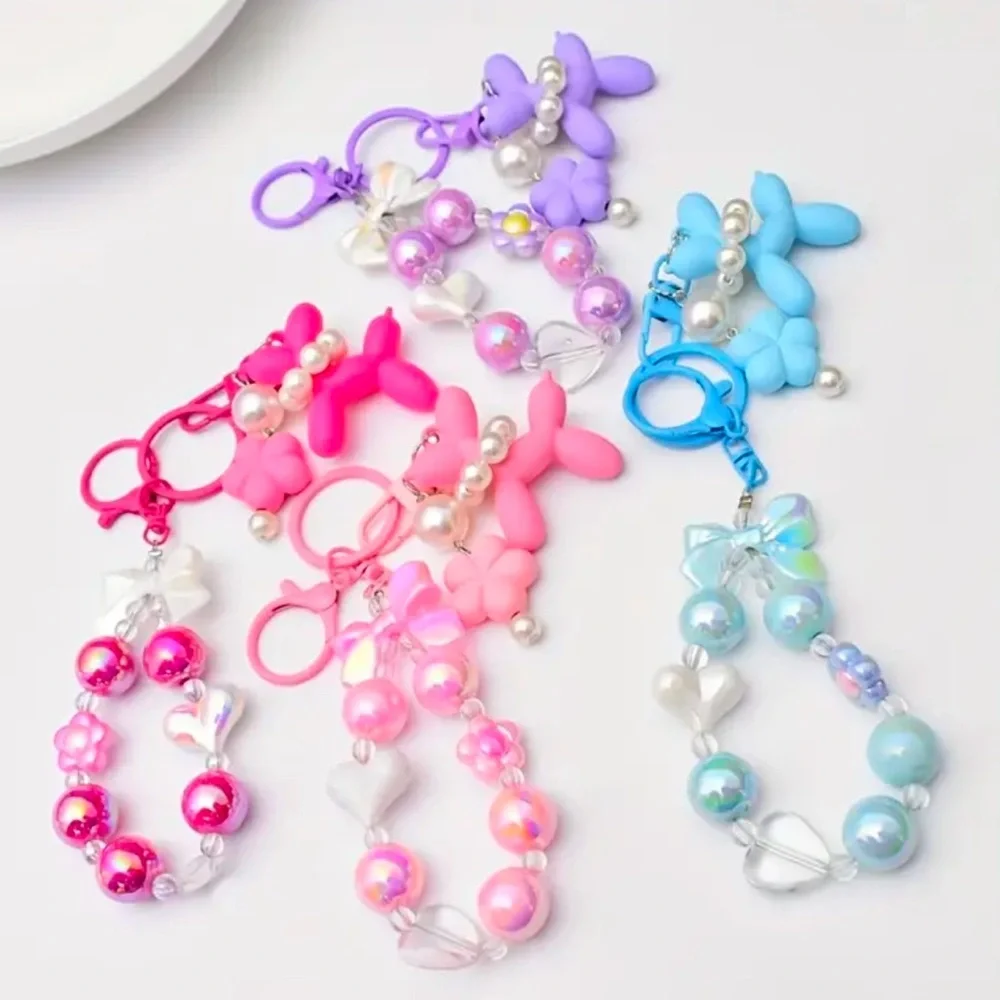 NWT 🐶 Balloon Dog & Shiny Acrylic Bubble/Grape Beads Keychain/Phone/Bag Charm